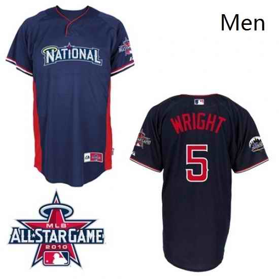 Mens Majestic New York Mets 5 David Wright Authentic Blue National League 2010 All Star BP MLB Jersey